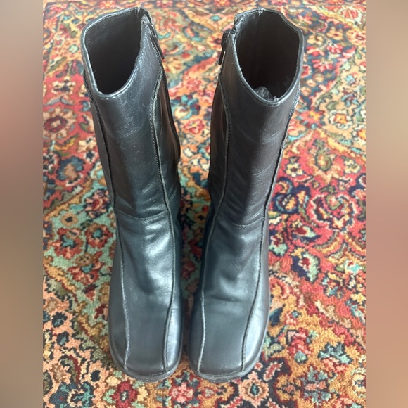 Steve Madden Black Leather Goth Boots Size 8B Man Made In Brazil Like New